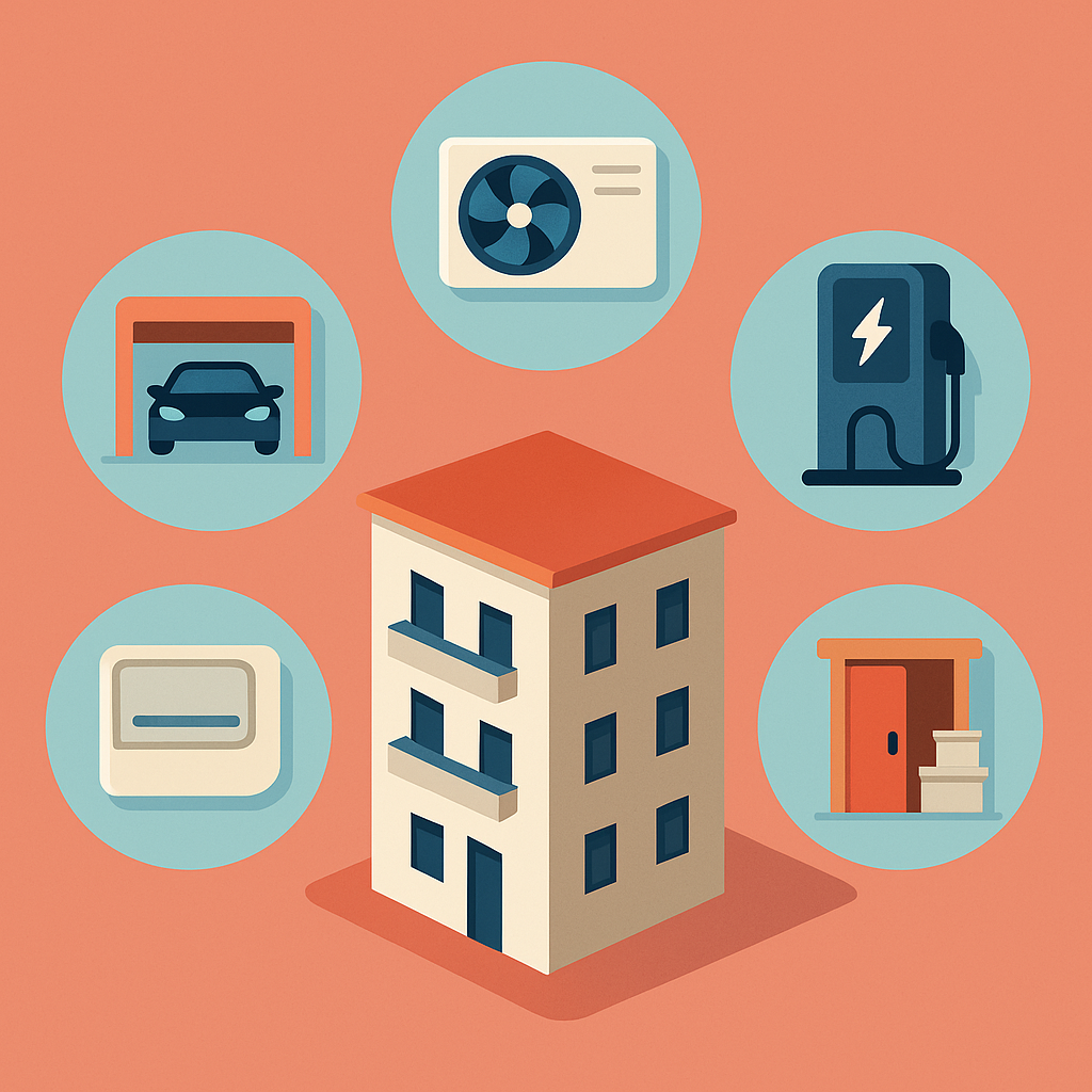 Extras de vivienda negociados: garaje, aire acondicionado, cargador eléctrico y trastero.
