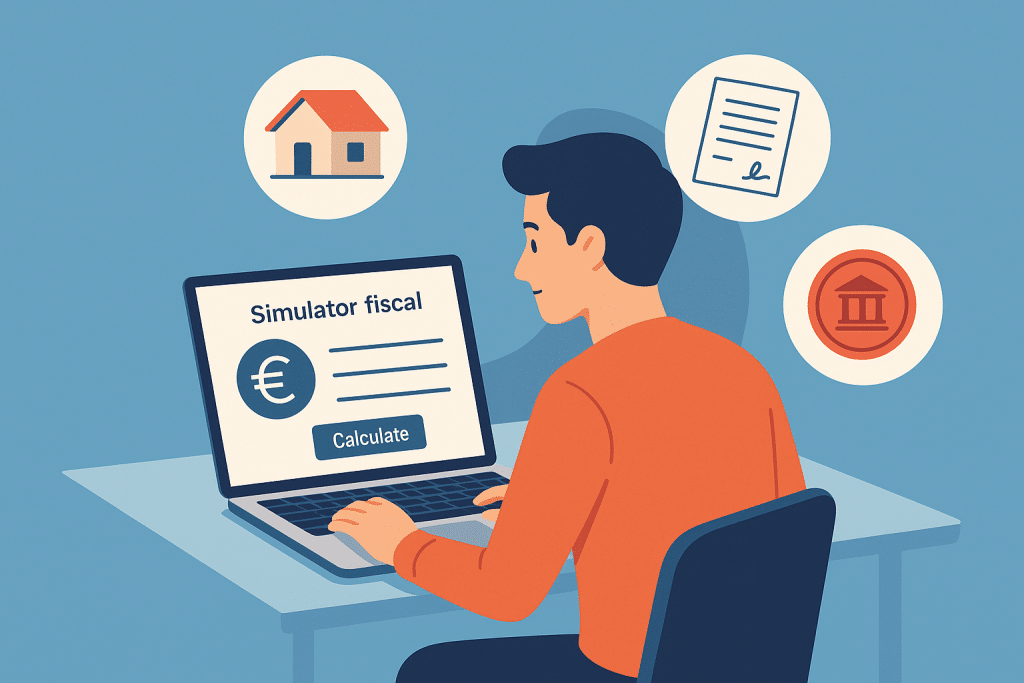 Persona calculando la plusvalía municipal online en Tarragona desde su ordenador.