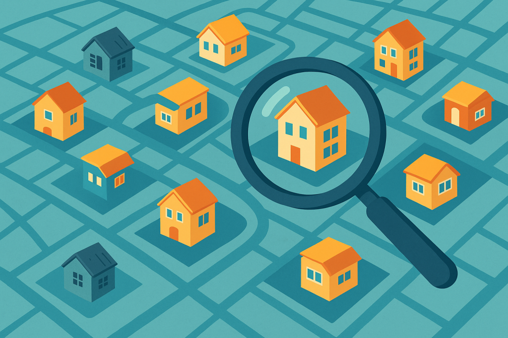 Mapa con viviendas reformadas y antiguas para analizar demanda y competencia.