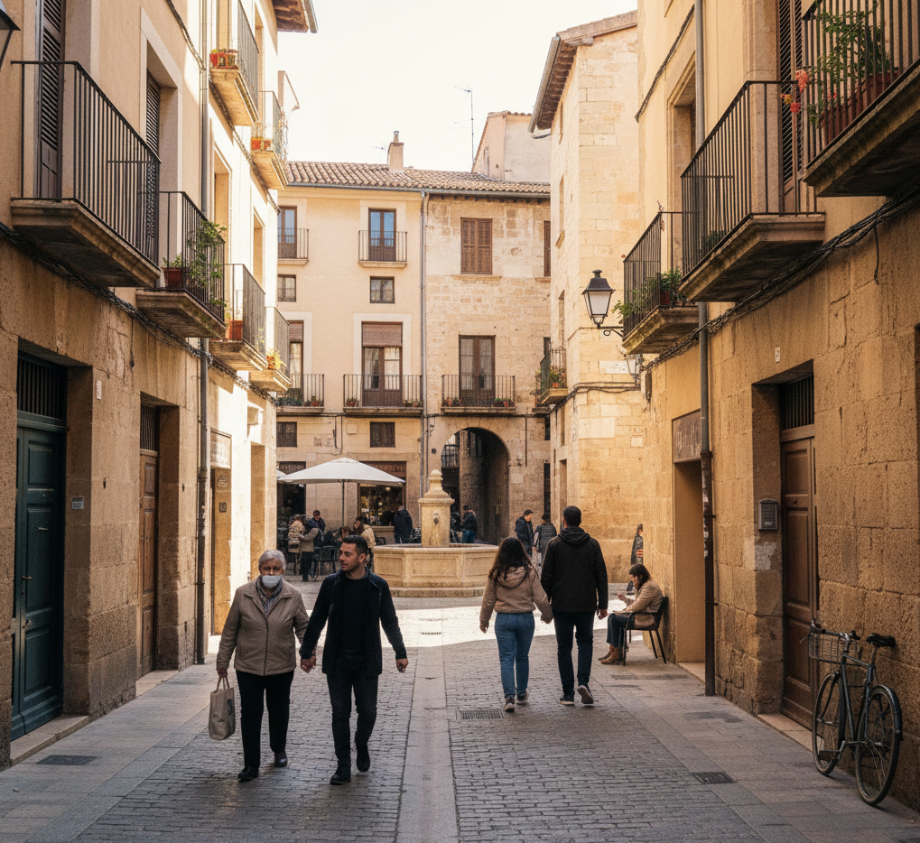 Calles históricas de Tarragona con arquitectura tradicional y ambiente urbano tranquilo.