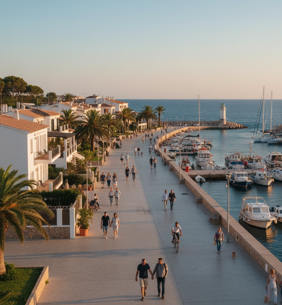 Zona residencial costera de Tarragona junto al mar con paseo marítimo y ambiente relajado.